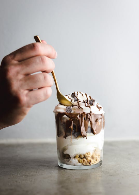 Free Close-Up Shot of a Glass of Chocolate Smoothie Stock Photo