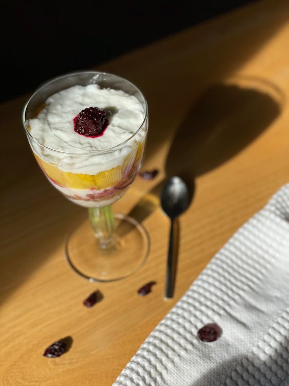 Free Fruit Parfait on a Clear Glass Stock Photo