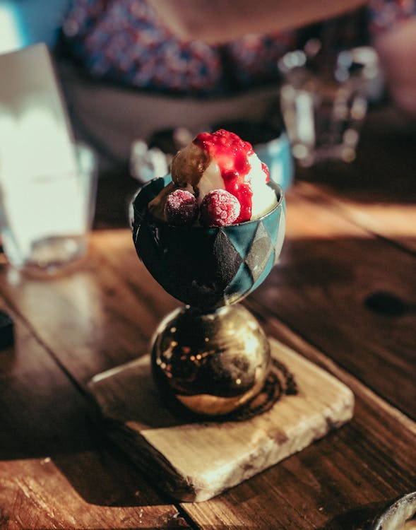 Free Tasty dessert with berries and jam Stock Photo